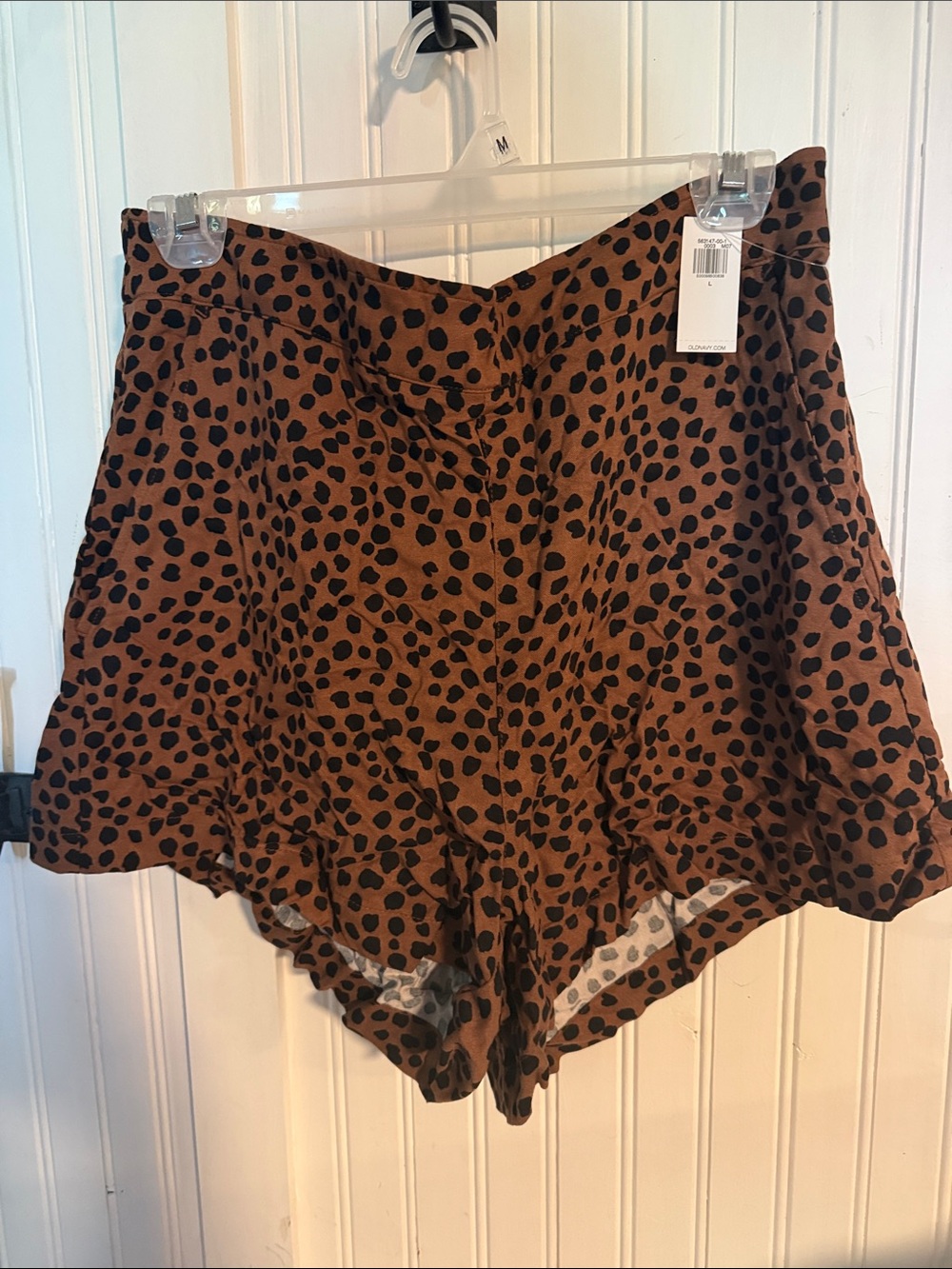 Old Navy Brown Leopard Print High-Waist Ruffle Hem Shorts